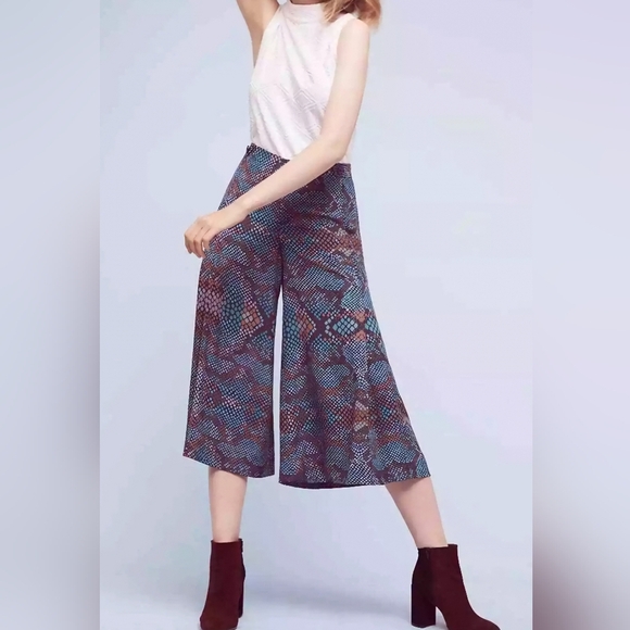 the essential culotte by Antropology Pants - Anthropologie The Essential Culotte Wide Leg Snakeskin Print Pants Size 6